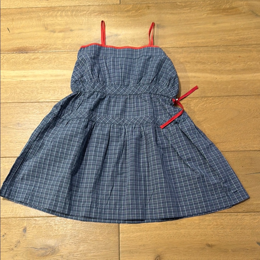 CARAMEL Blue and Red Plaid Kids Dress, 6